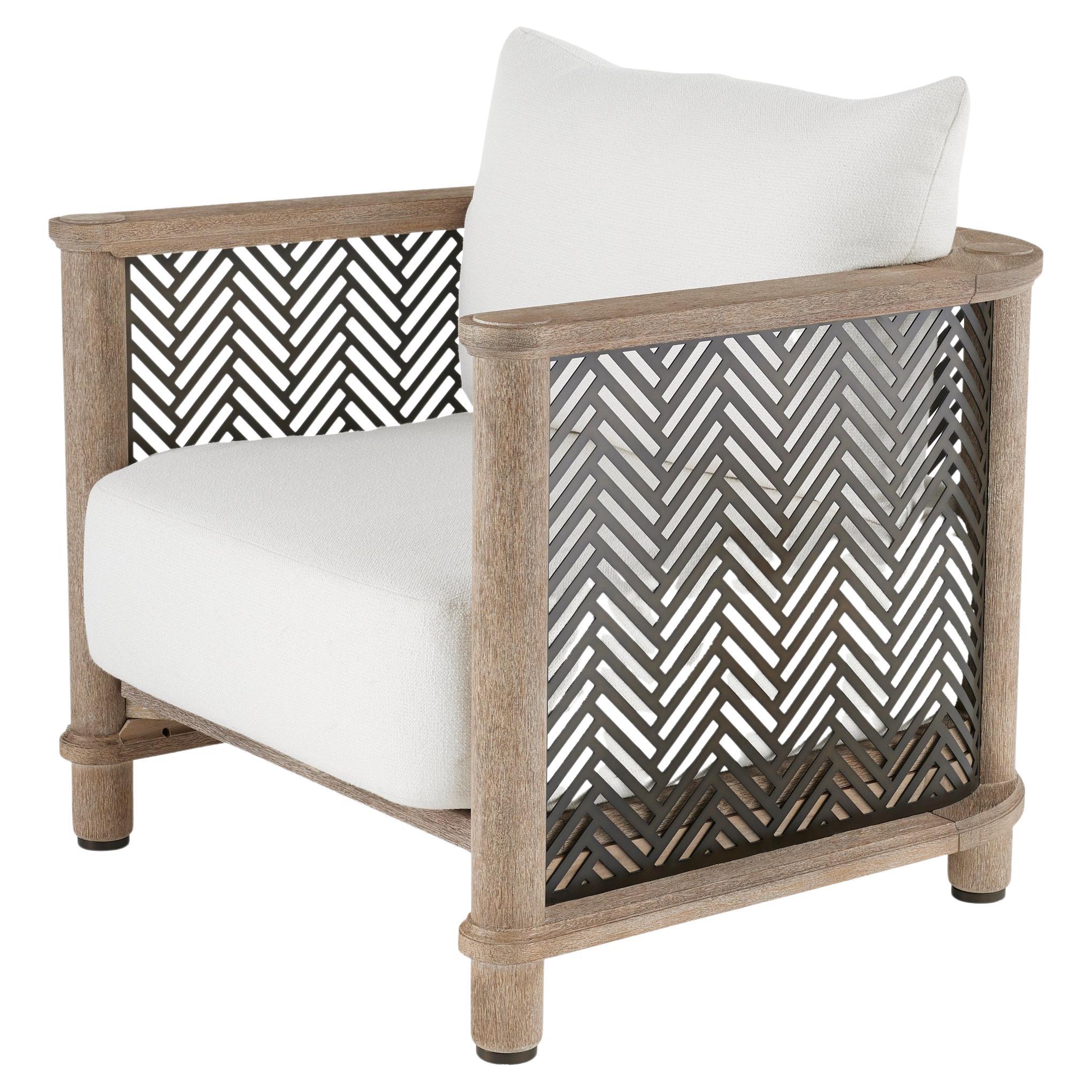 Emoto Outdoor Chair FRS11 - Pearl Outdoor Performance Bouclé willow stained teak