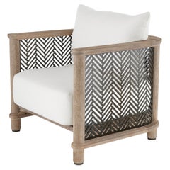 Emoto Outdoor Chair FRS11 - Pearl Outdoor Performance Bouclé willow stained teak