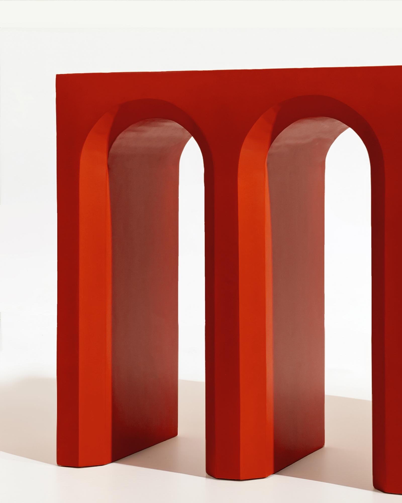 Post-Modern Empat Arched Console Table Cherry Red For Sale