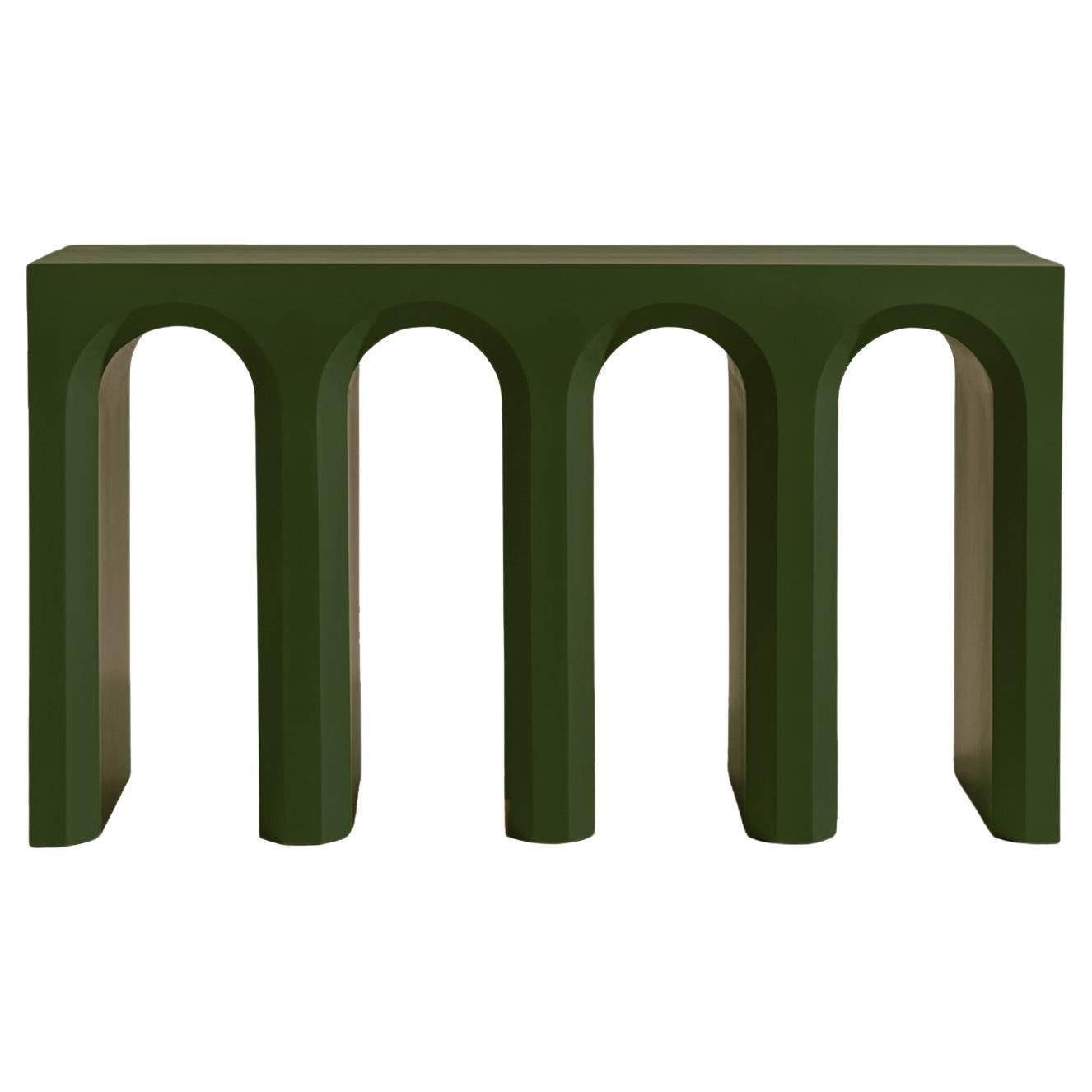 Empat Arched Console Table Hunter Green For Sale