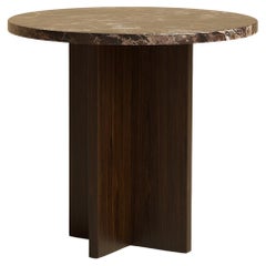 Emperador Dark Marble Top and Smoked Oak Wood Side Table by Lebanto