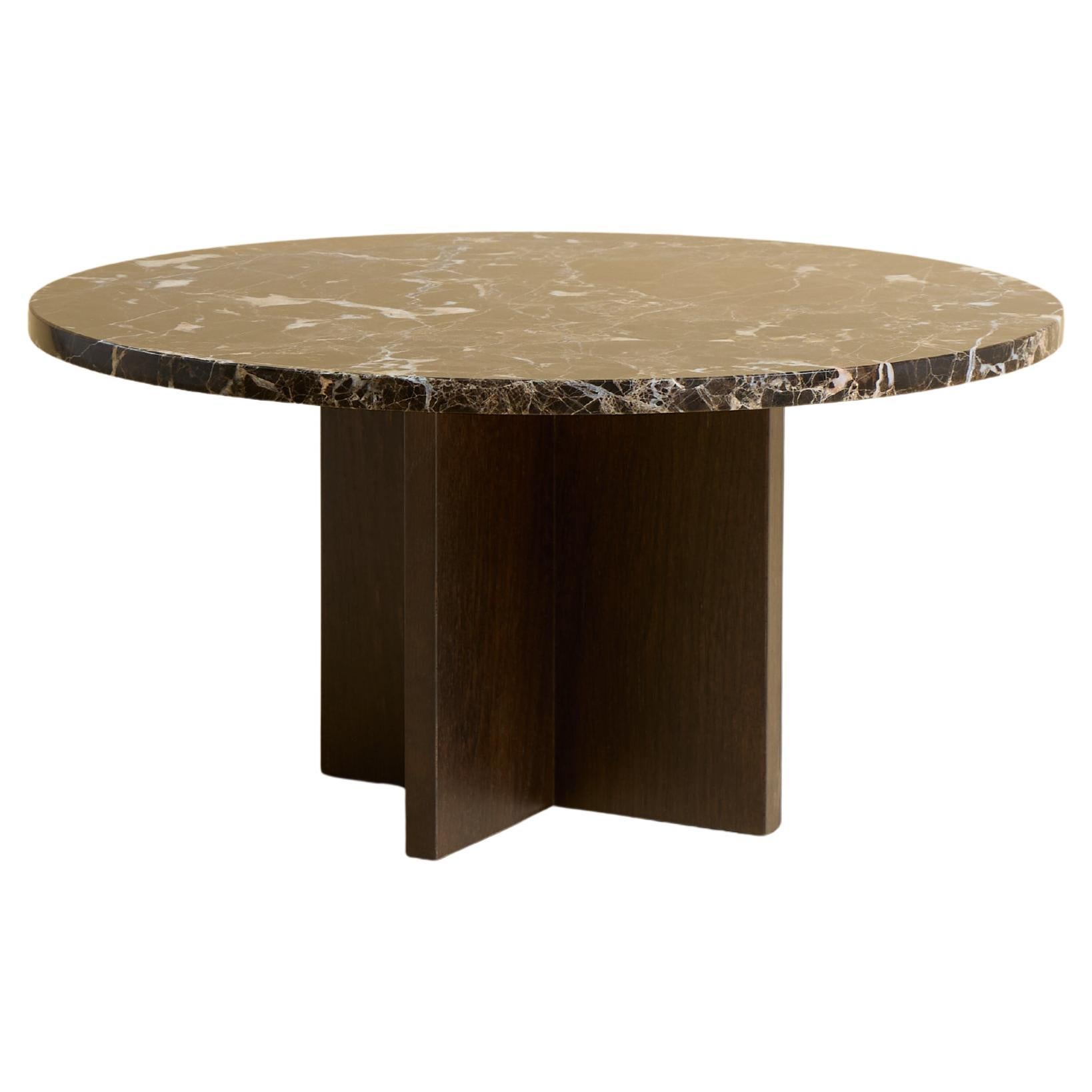 Emperador Dark Marble Top and Smoked Oak Wood Coffee Table by Lebanto