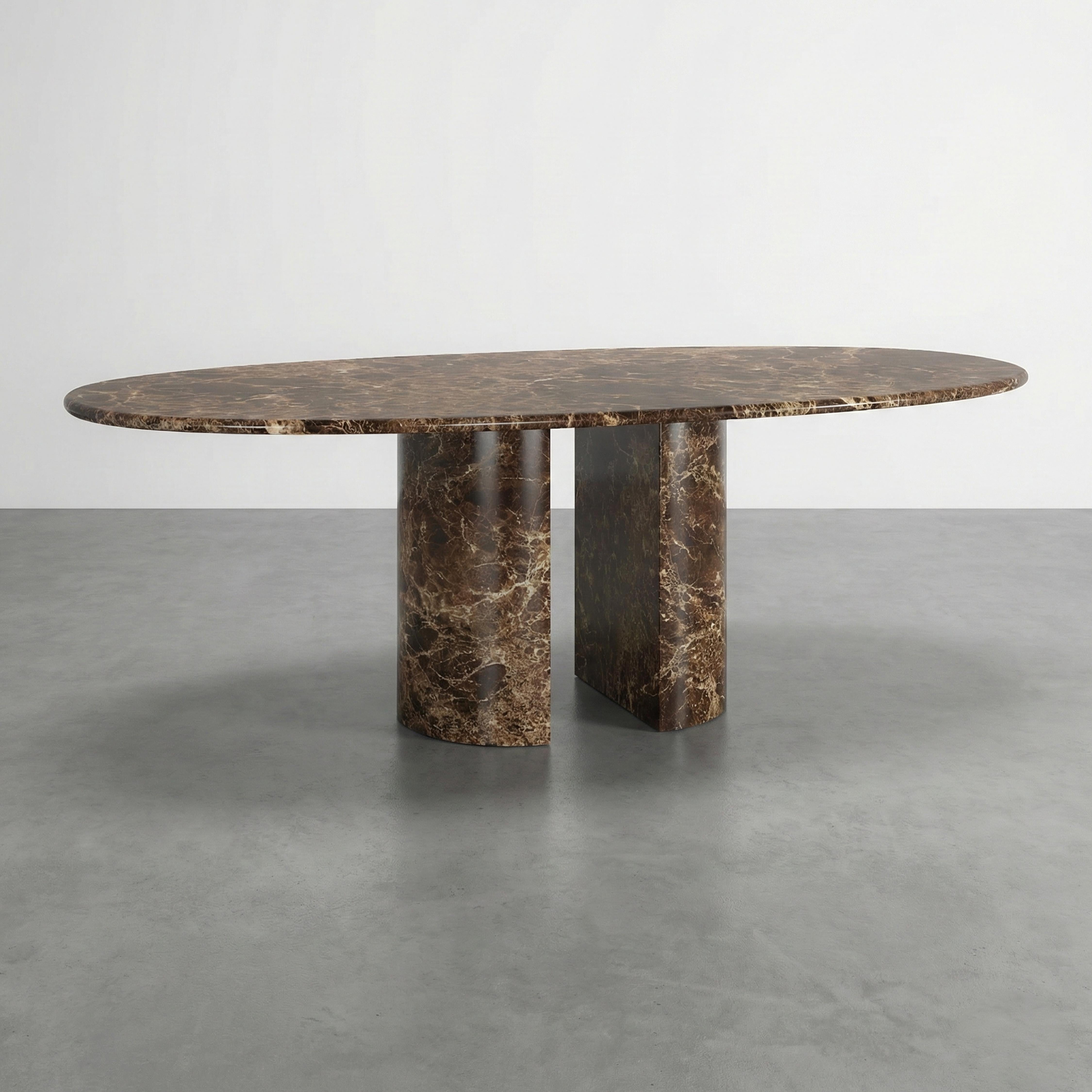 Emperador Marble Oval Dining Table with HighPolished Finish Bespoke — free download