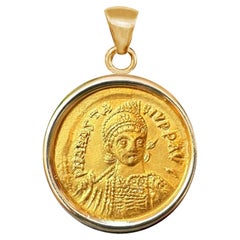 EMPEROR ANASTASIUS I Genuine Ancient Byzantine Gold Coin 5th Cent. AD 18Kt Gold