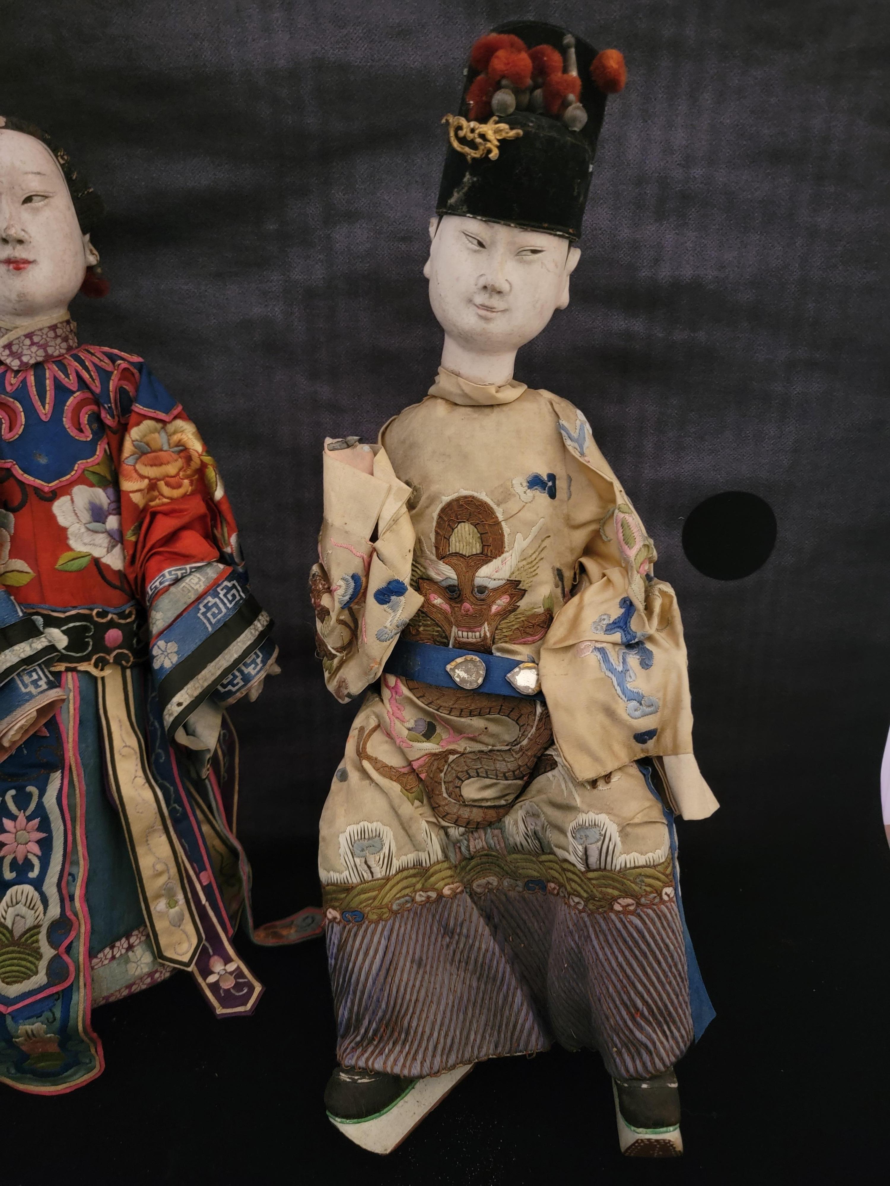 Appliqué Emperor and Empress Dolls For Sale