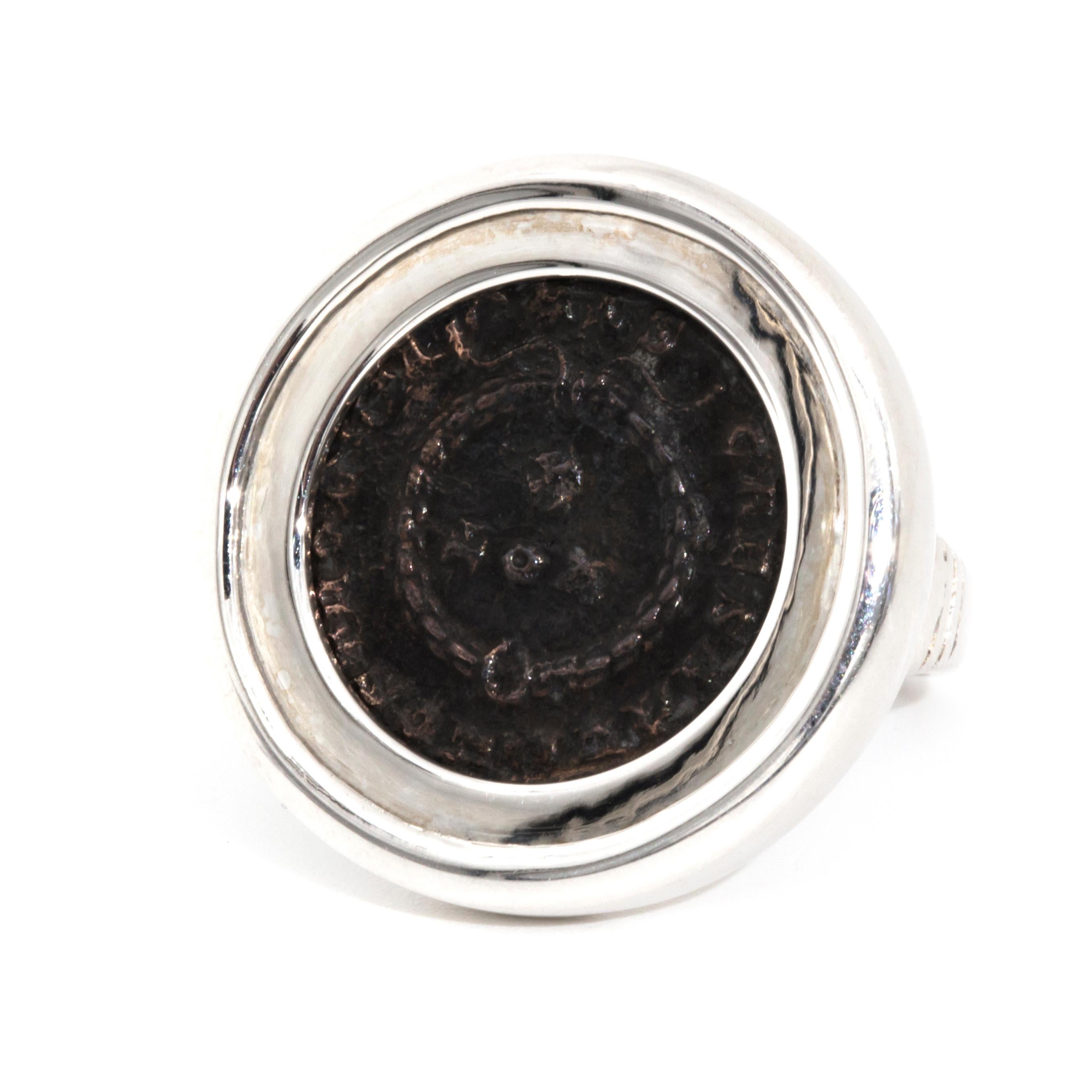 Emperor Crispus and Divine Vow Ancient Coin Sterling Silver Signet Ring 2