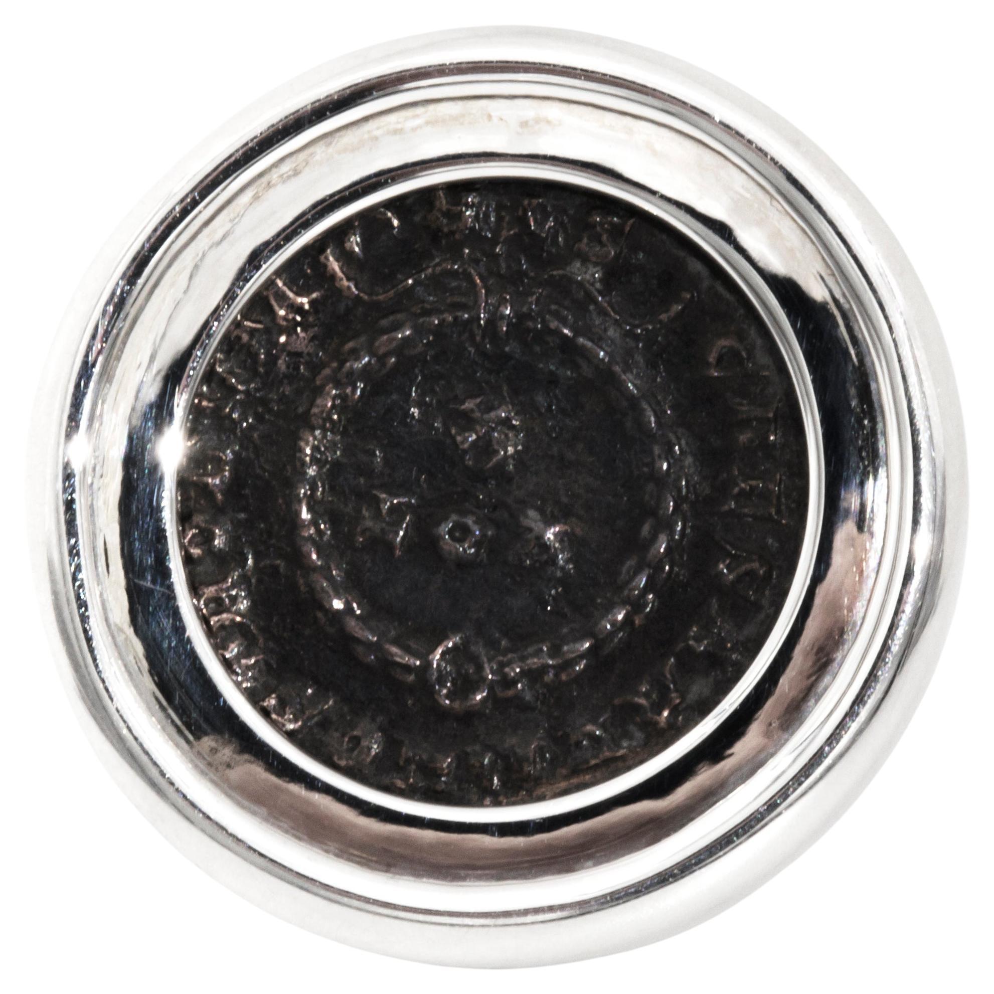 Emperor Crispus and Divine Vow Ancient Coin Sterling Silver Signet Ring
