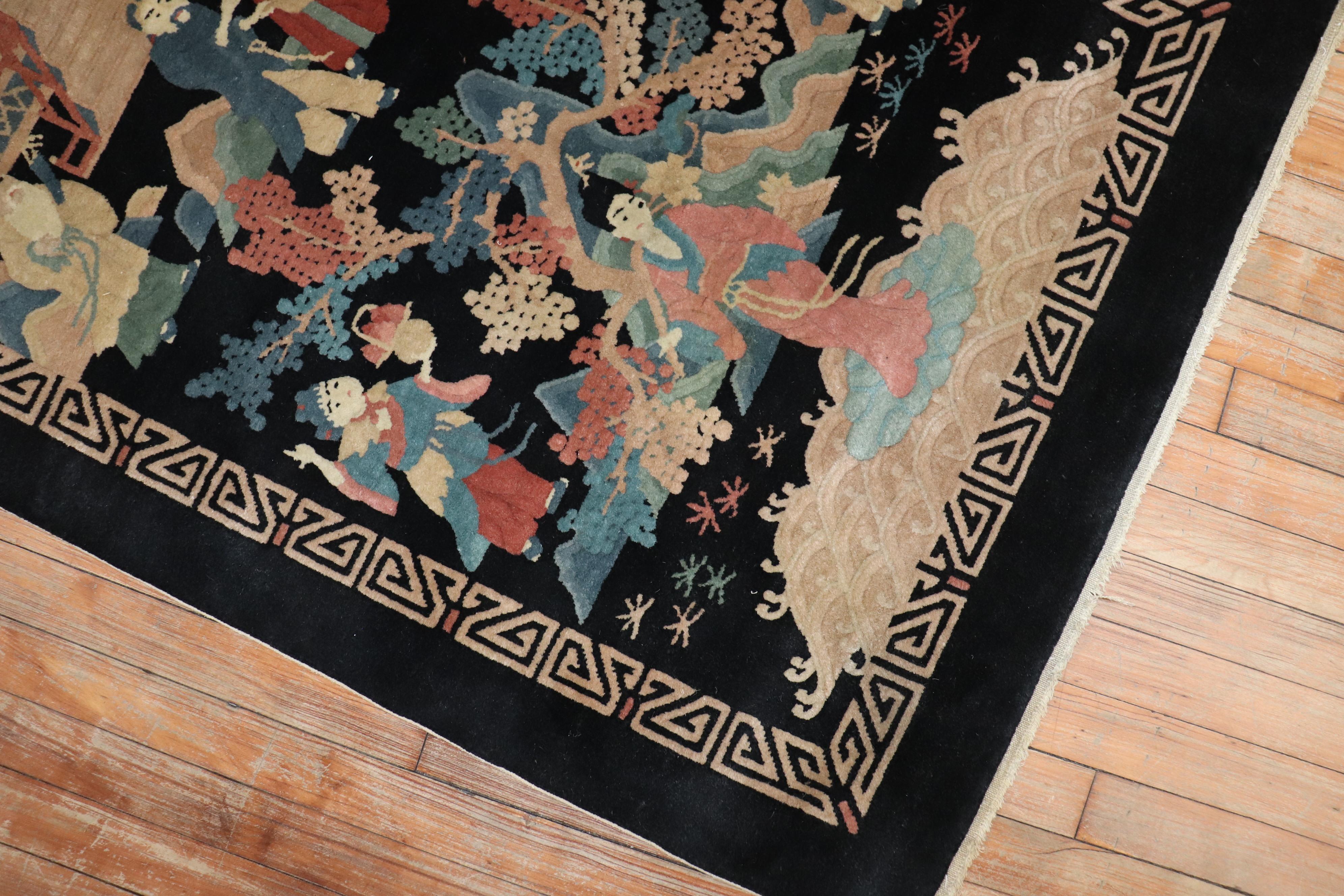 Hand-Woven Emperor Empress Chinese Scatter Size 20th Century Rug For Sale