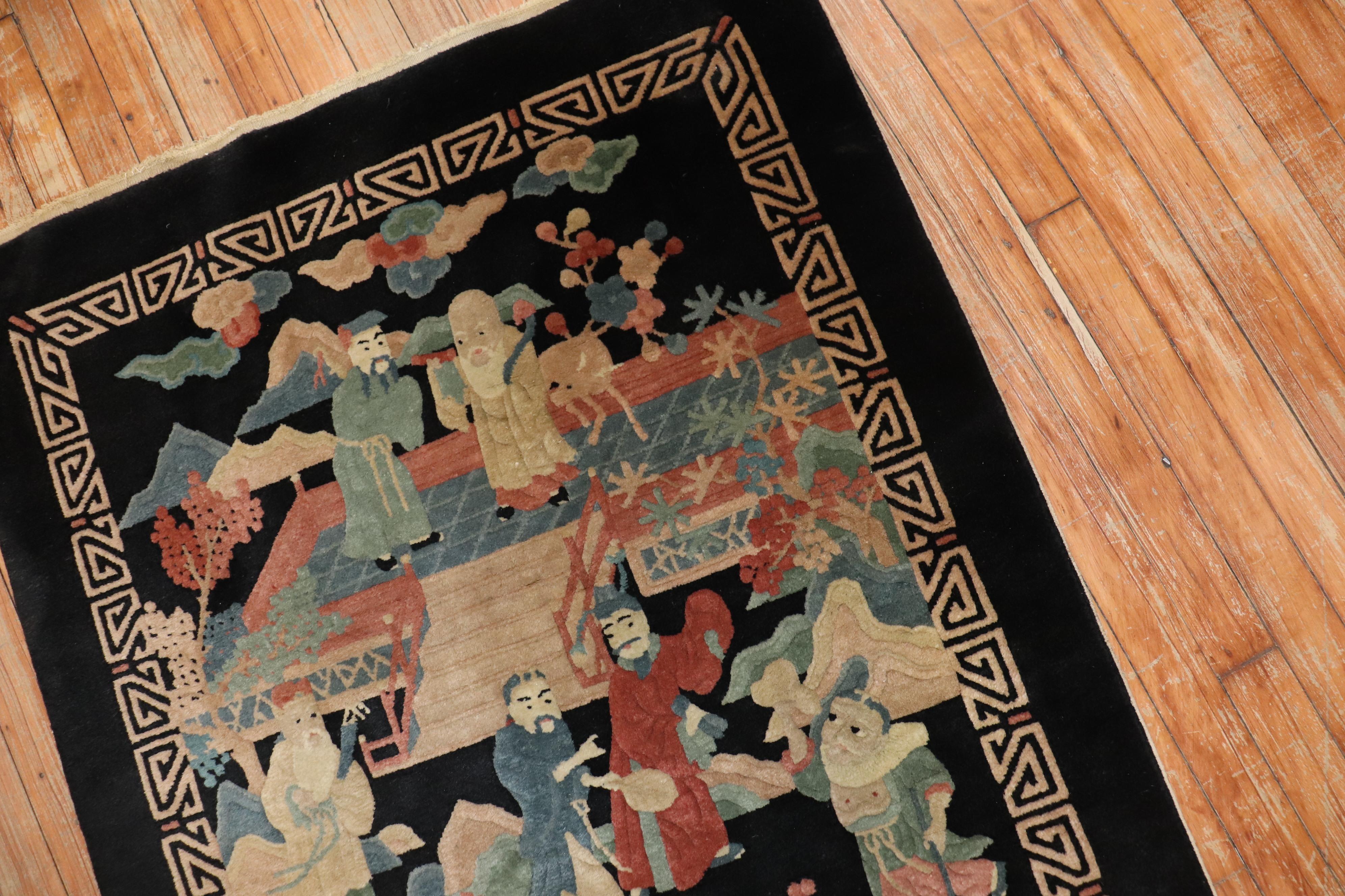 Late 20th Century Emperor Empress Chinese Scatter Size 20th Century Rug For Sale