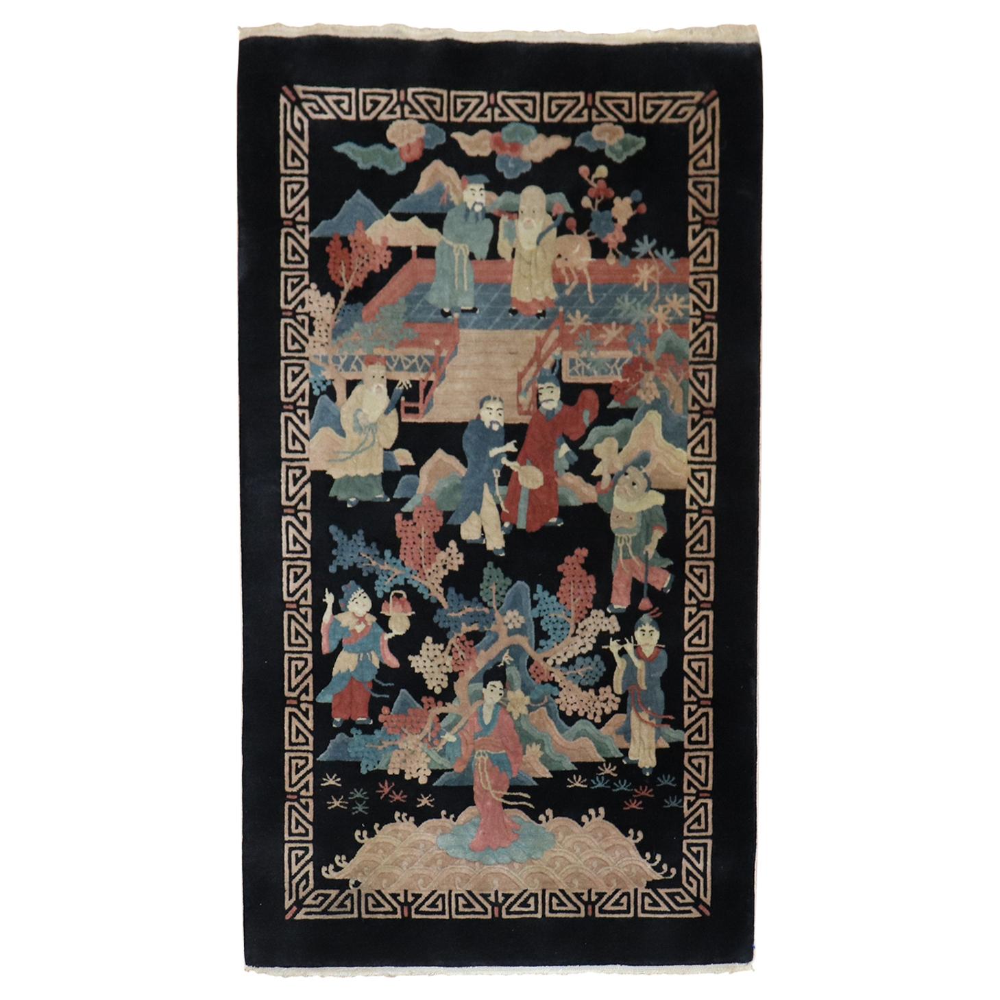 Emperor Empress Chinese Scatter Size 20th Century Rug For Sale