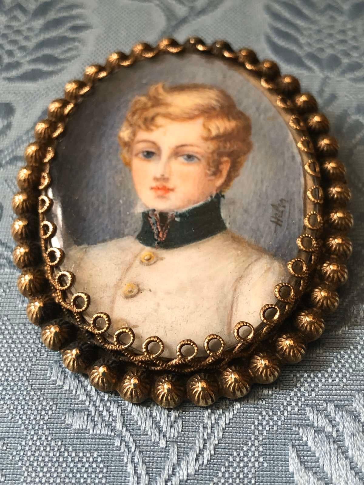 Empire Emperor Francis Joseph I, Fine Miniature Porcelain Portrait Signed, Austria 1822