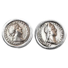 Kaiser Hadrian und Sabina Römische Münze Silber Manschettenknöpfe 2. Jh. AD