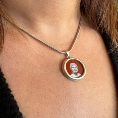 Ciondolo d'argento 925 dell'EMPERATORE HADRIAN dipinto a mano su diaspro egiziano