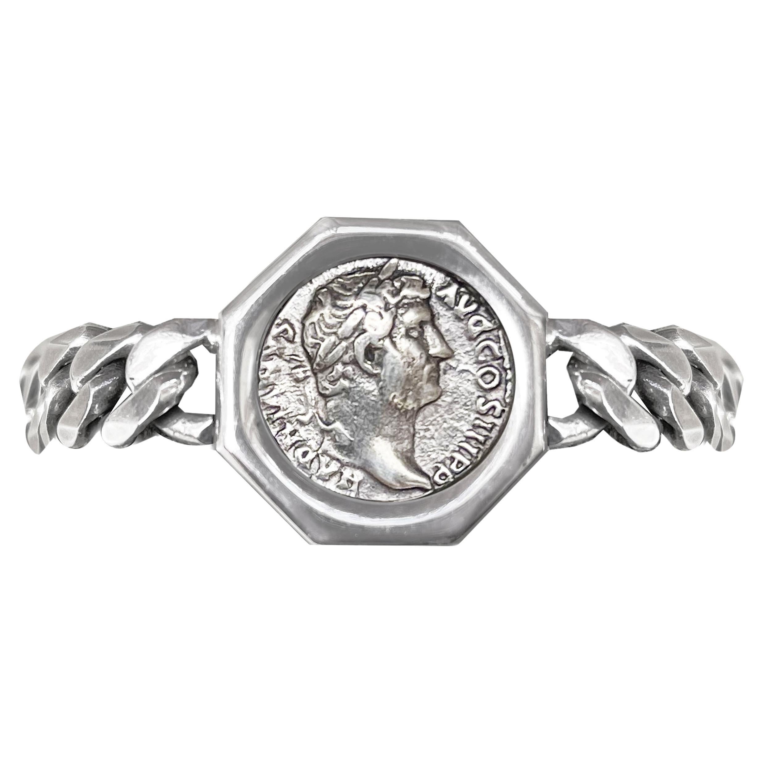 Emperor Hadrian Roman Coin 2nd Cent. AD Sterling Silver Bracelet