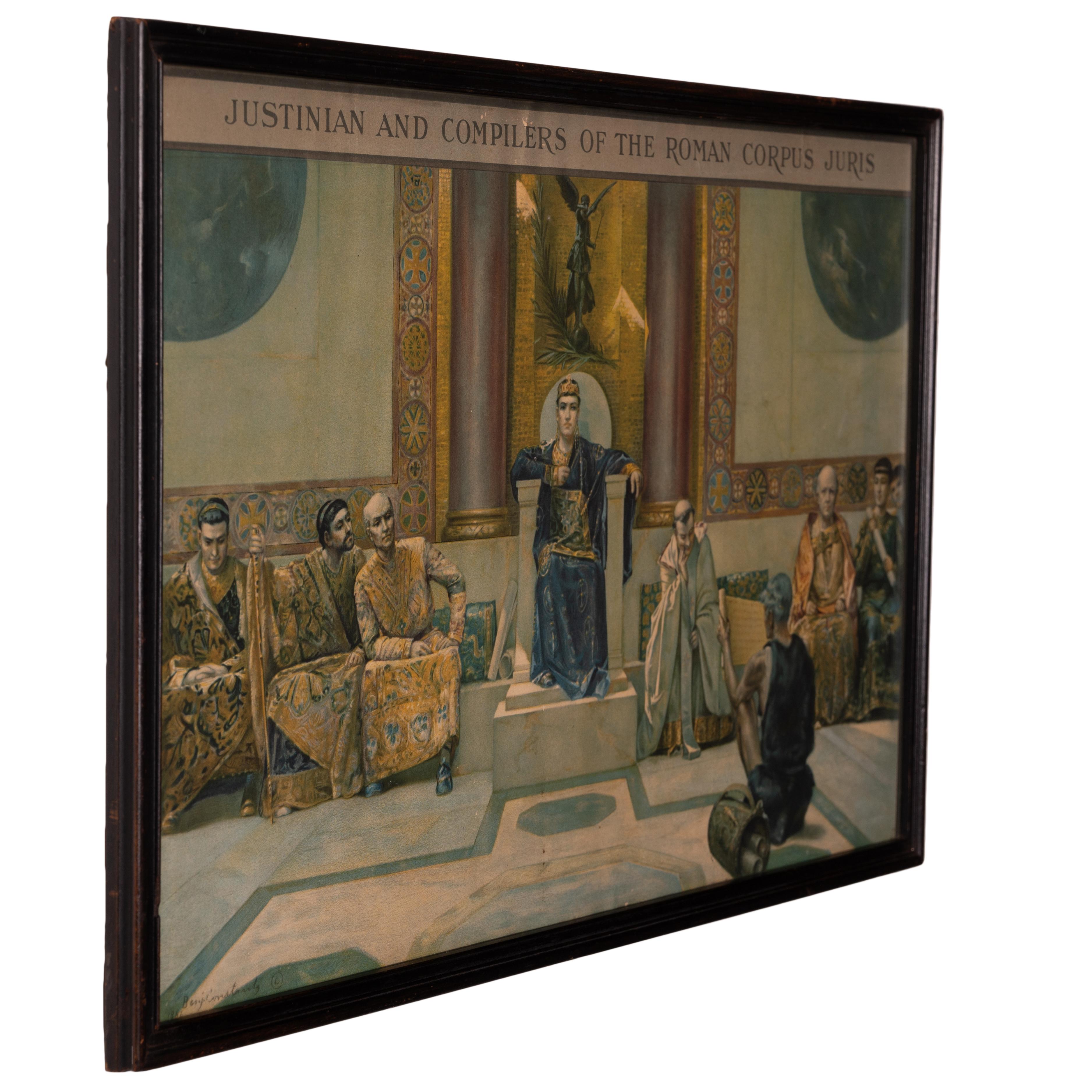 European Emperor Justinian Lithograph, c. 1870s For Sale
