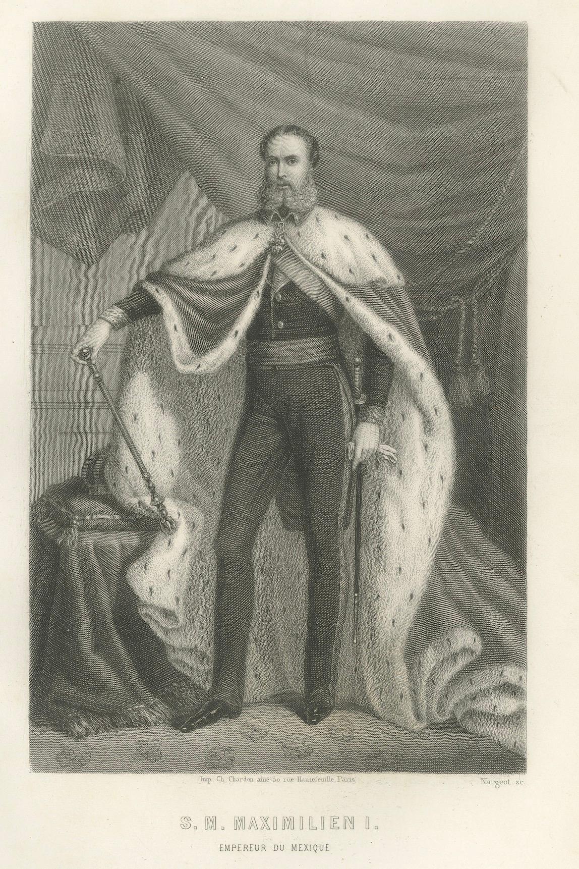 Kaiser Maximilian I. von Mexiko - Antiker kaiserlicher Porträtstich, 1867 im Angebot 2