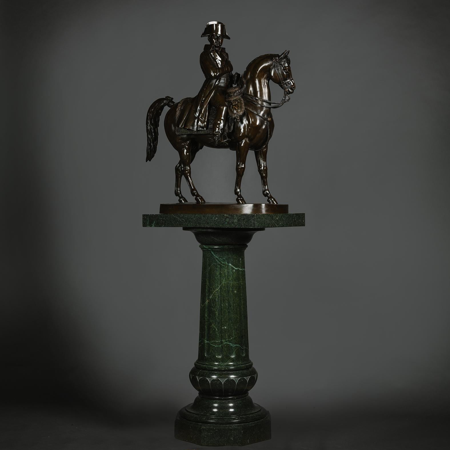 Patinated Emperor Napoleon on Horseback, Cast by Susse Frères, Paris For Sale