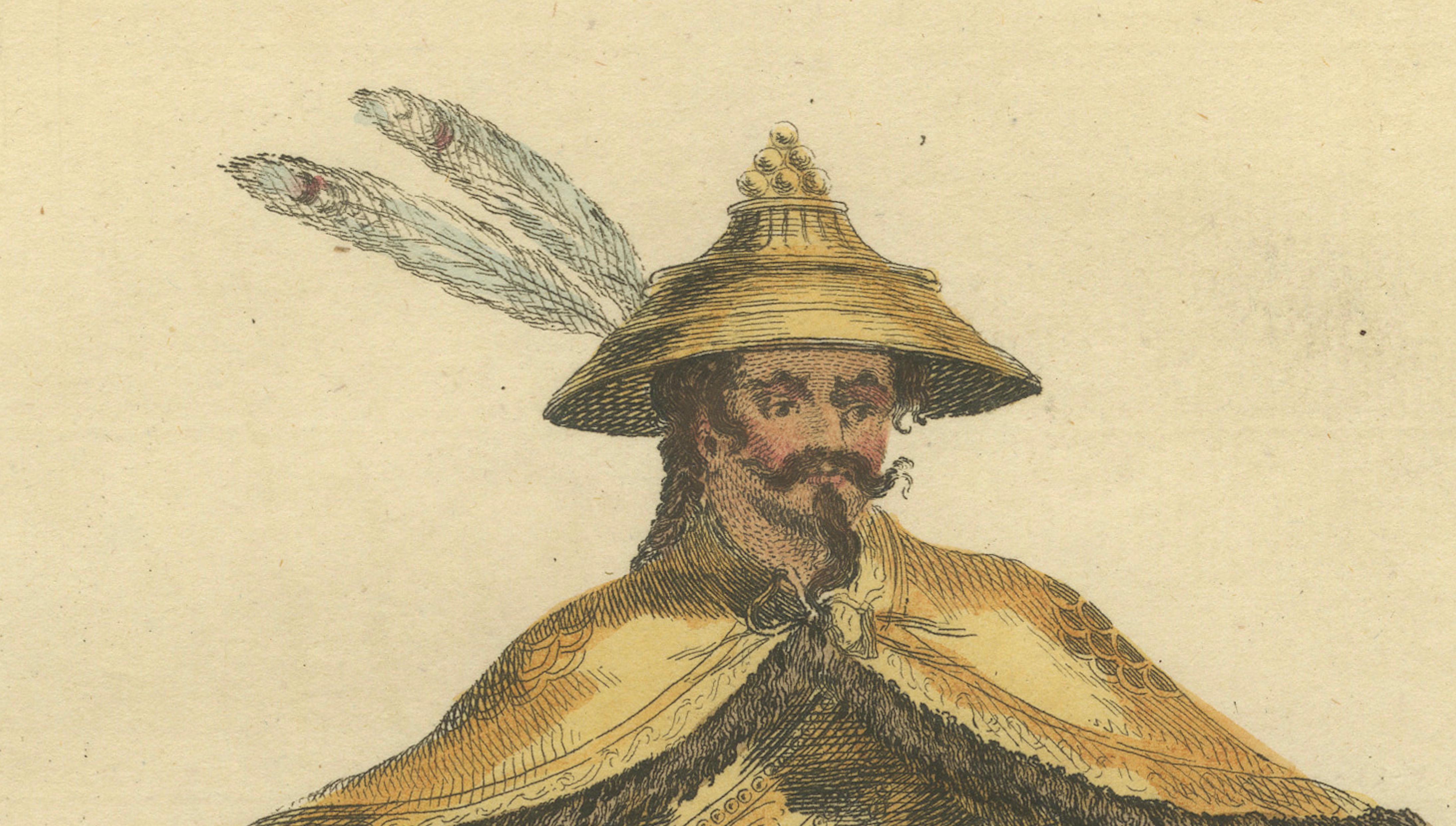 Emperor of China in Imperial Court Dress, Antique Print, Jefferys 1749