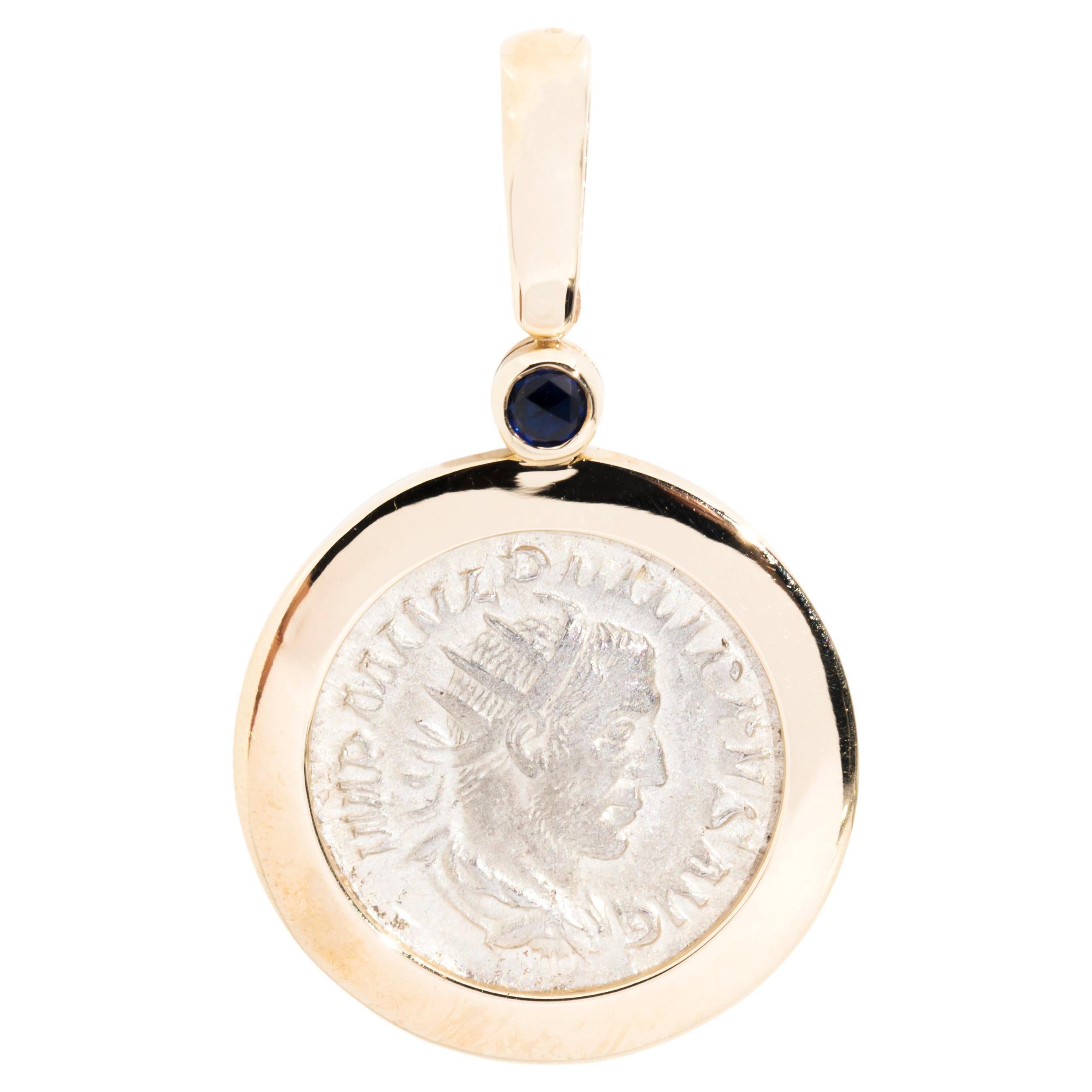 Emperor Philip I the Arab and Salus Ancient Coin Pendant in 9 Carat Yellow Gold