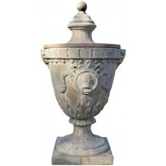 EMPEROR PILLAR VASE WITH CUP - TERRACOTTA GARDEN ORNAMENTAL 21th Century