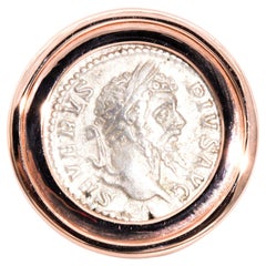 Emperor Septimius Severus and Fortuna Ancient Coin 9 Carat Rose Gold Ring