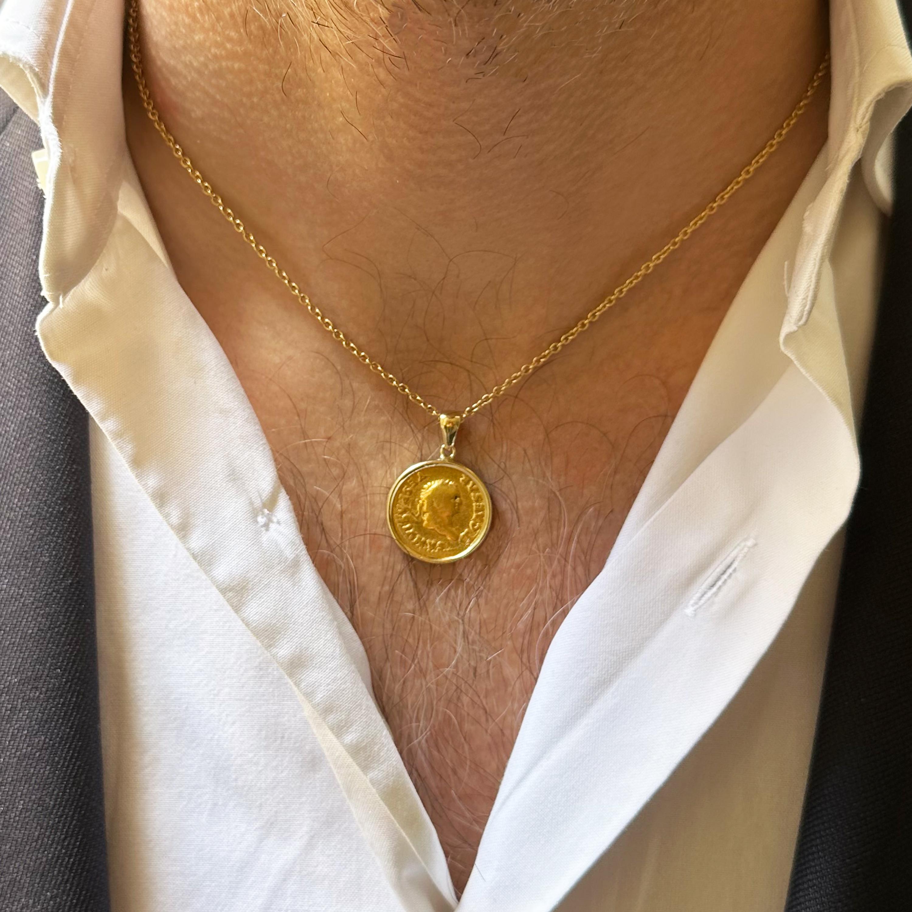 EMPEROR TITUS 1. Jahrhundert. AD Echte antike römische Münze 18 Kt Gold-Anhänger für Damen oder Herren