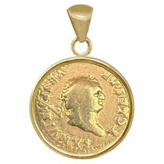 EMPEROR TITUS 1. Jahrhundert. AD Echte antike römische Münze 18 Kt Gold-Anhänger