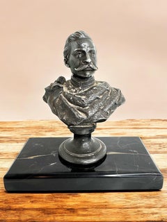 Emperor Wilhelm II. Sculpture Bust on Marble Base Antique German, 1900s