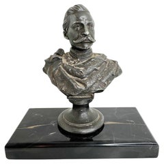 Kaiser Wilhelm II. Skulpturbüste auf Marmorsockel Antik Deutsch, 1900er Jahre
