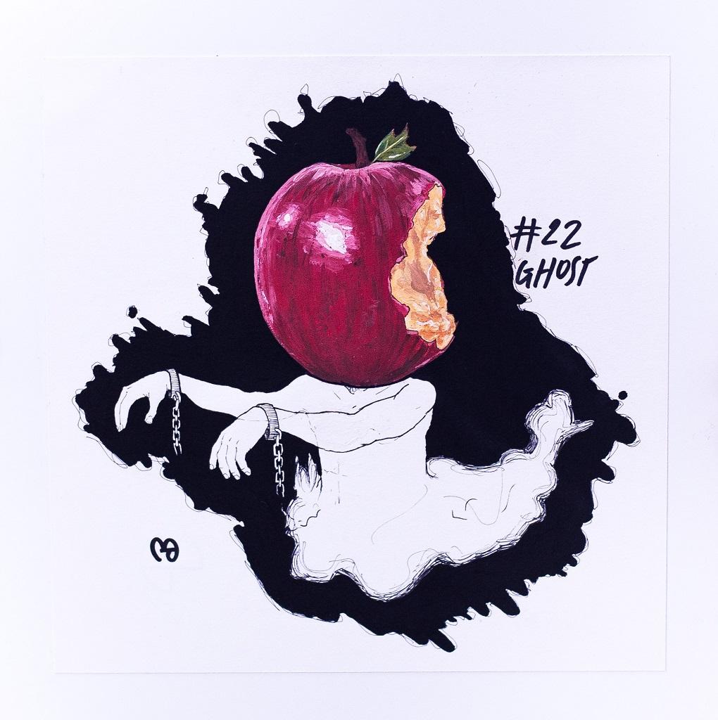 Questa opera d'arte originale Ghost #22 è stata realizzata dall'artista italiano EMPHI nel 2019.

Pittura acrilica e inchiostro su cartone dalla serie Tuttifrutti. Firmato a mano in basso a sinistra. 

Certificato di autenticità fornito