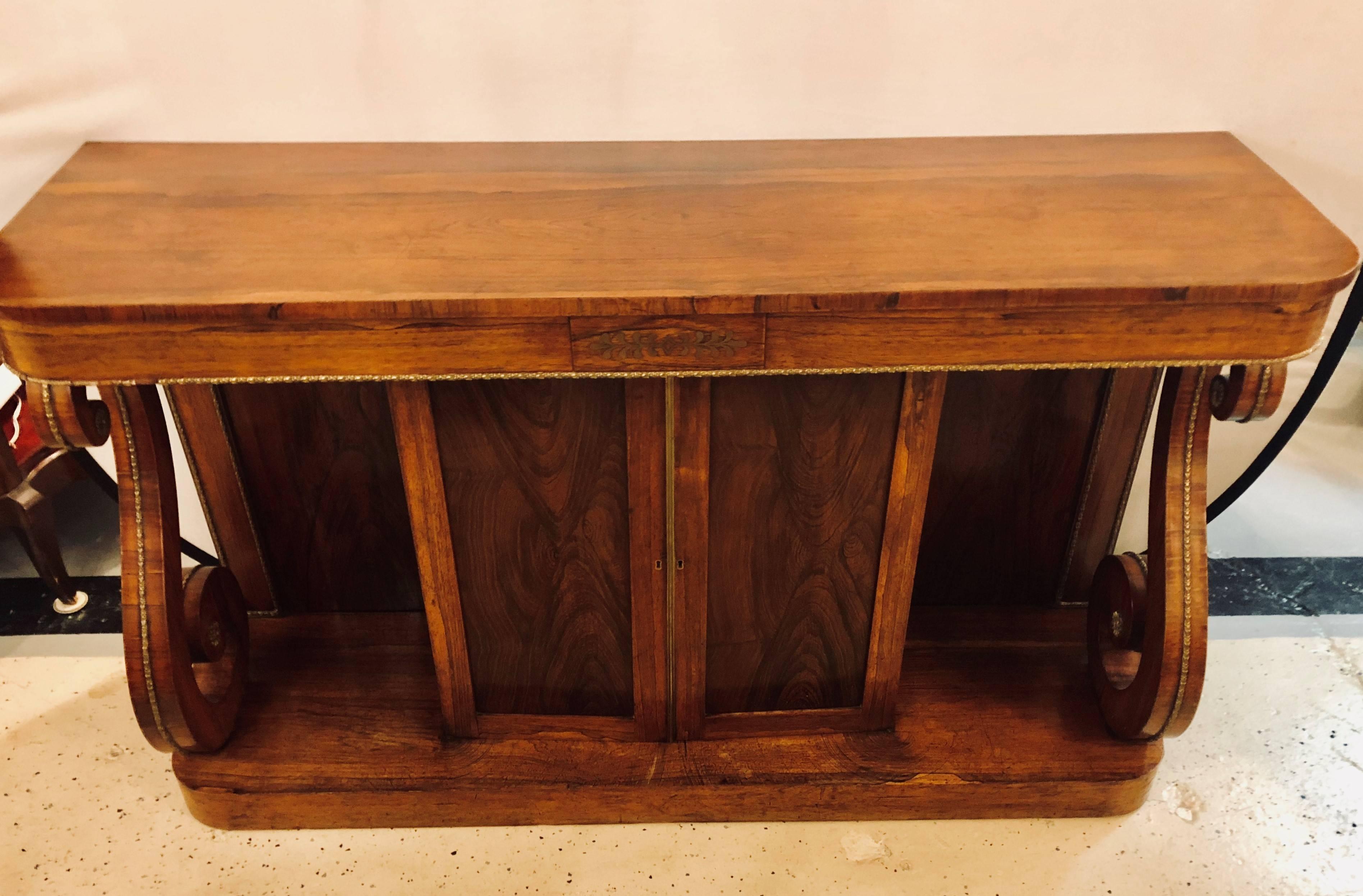 Empire 19th-20th Century Boule Inlaid Rosewood Credenza or Sideboard In Good Condition In Stamford, CT