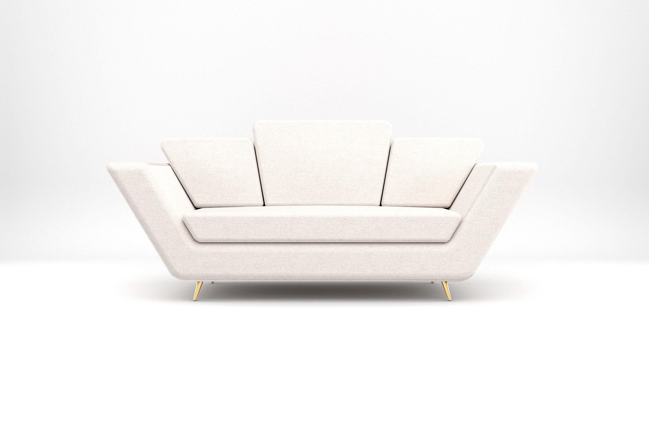 Empire 2er- und 3er-Sitz-Sofa – handgefertigte moderne Art-Déco-Sofa mit Messingbeinen (Europäisch) im Angebot