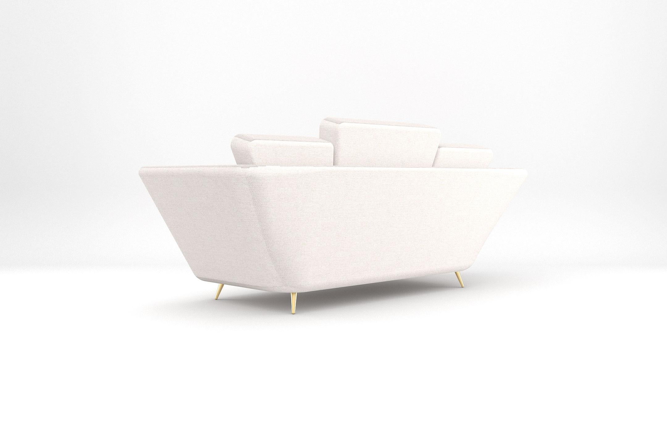 Empire 2er- und 3er-Sitz-Sofa – handgefertigte moderne Art-Déco-Sofa mit Messingbeinen (Handgefertigt) im Angebot