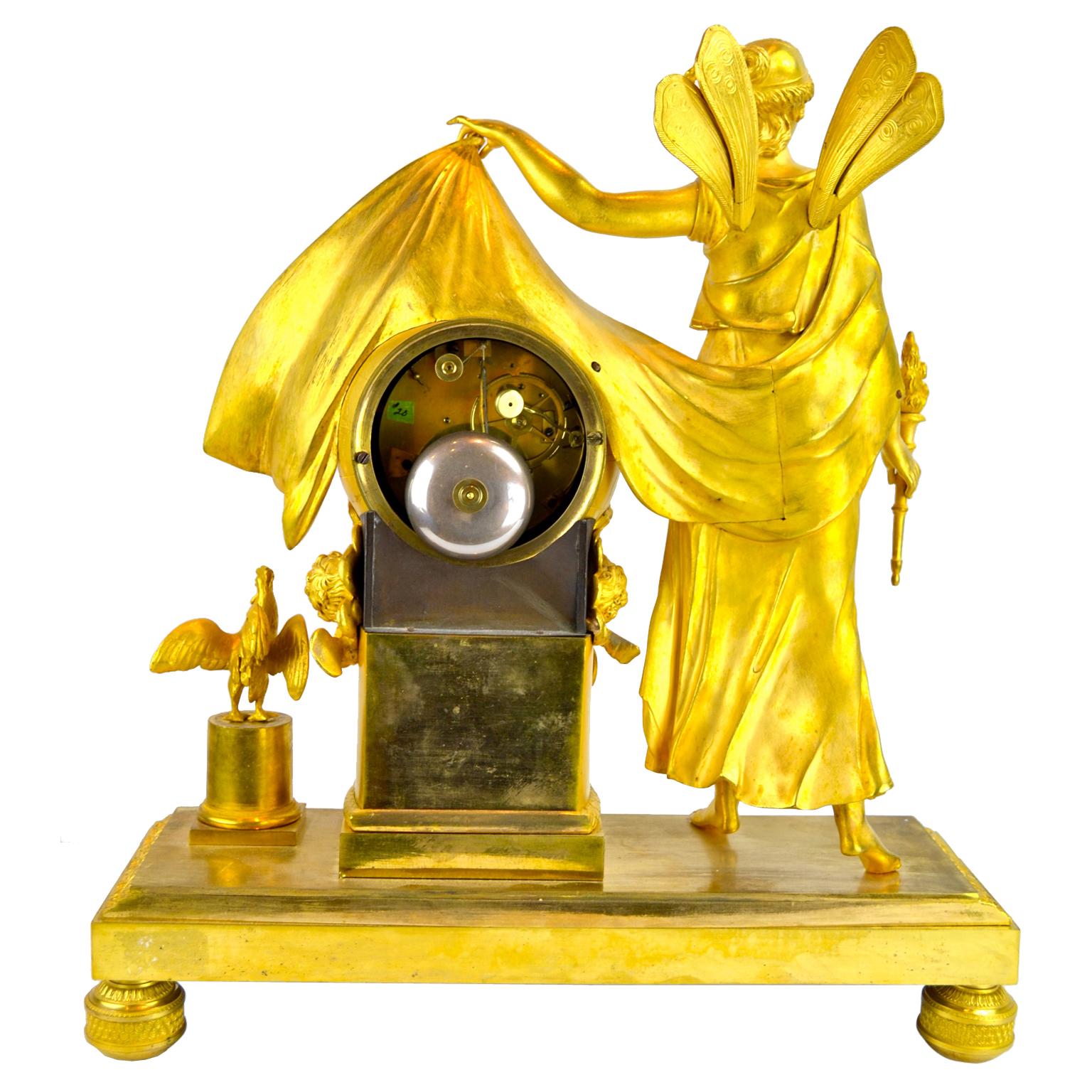   Französische Empire-Uhr der römischen Göttin Aurora, die einen neuen Tag anzeigt im Angebot 1