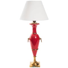 Empire Amphora Lamp in Enameled and Gilt Bronze
