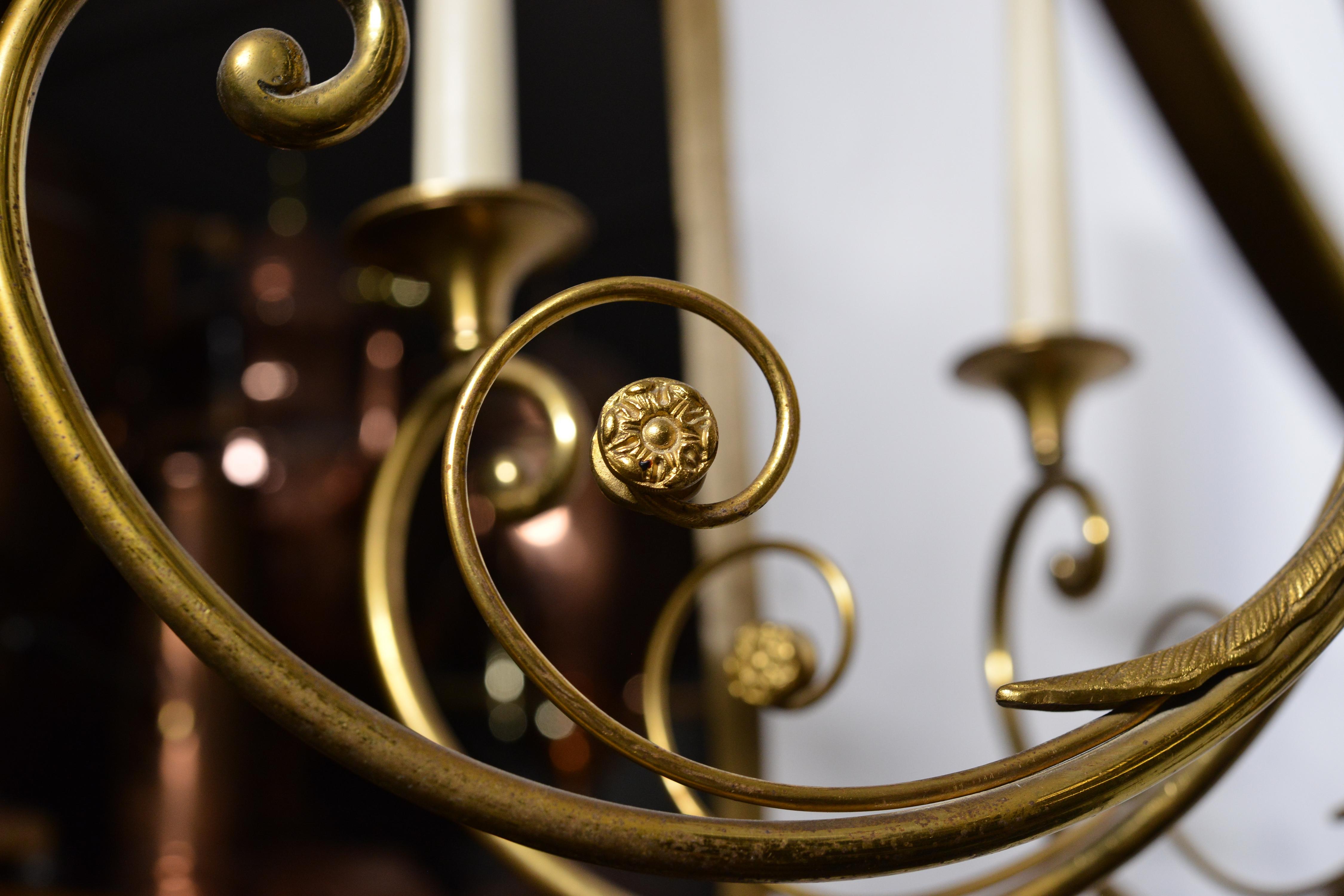 Antiker Empire-Kronleuchter aus vergoldeter Bronze und oxidierter 9er-Leuchte, frühes 20. Jahrhundert im Angebot 4
