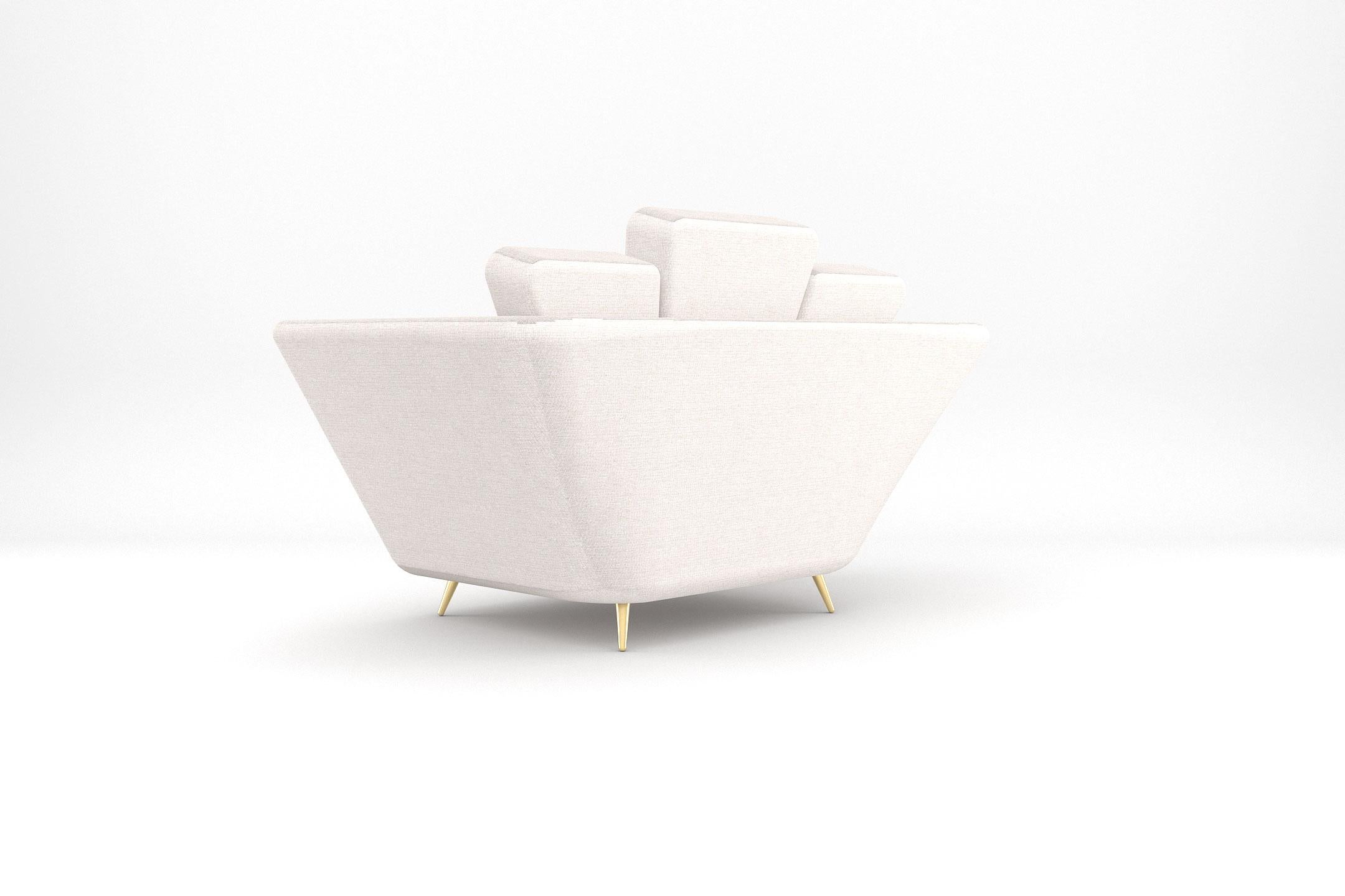 European Empire Armchair - Handcrafted Modern Art Deco Armchair with Brass Legs For Sale