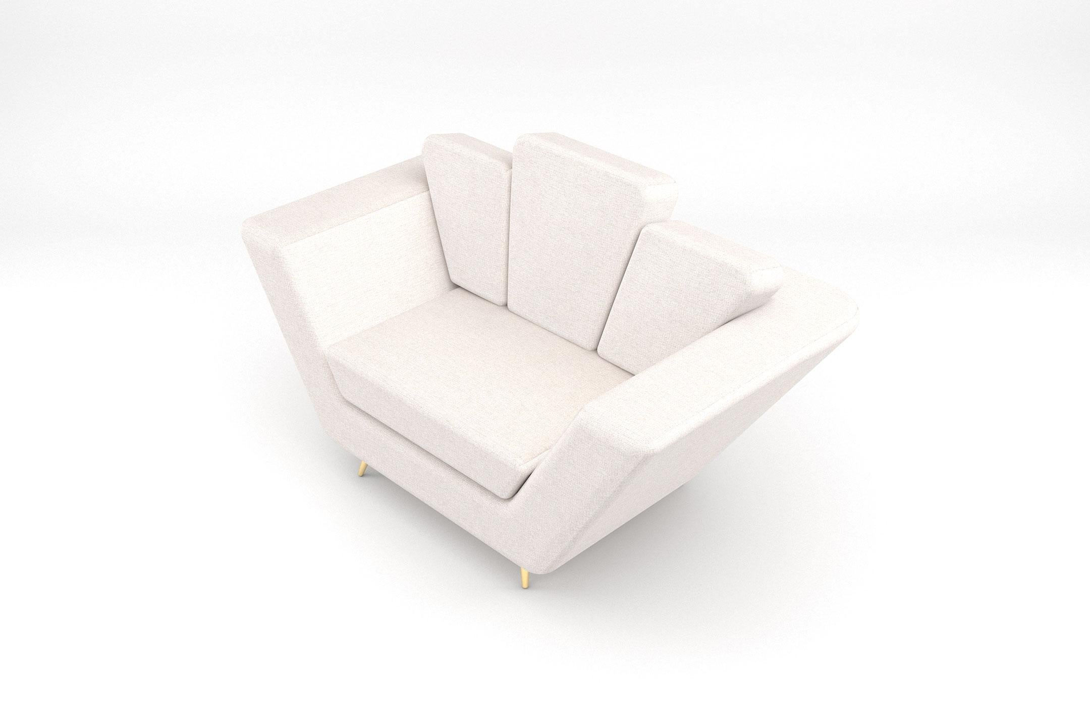 Hand-Crafted Empire Armchair - Handcrafted Modern Art Deco Armchair with Brass Legs For Sale