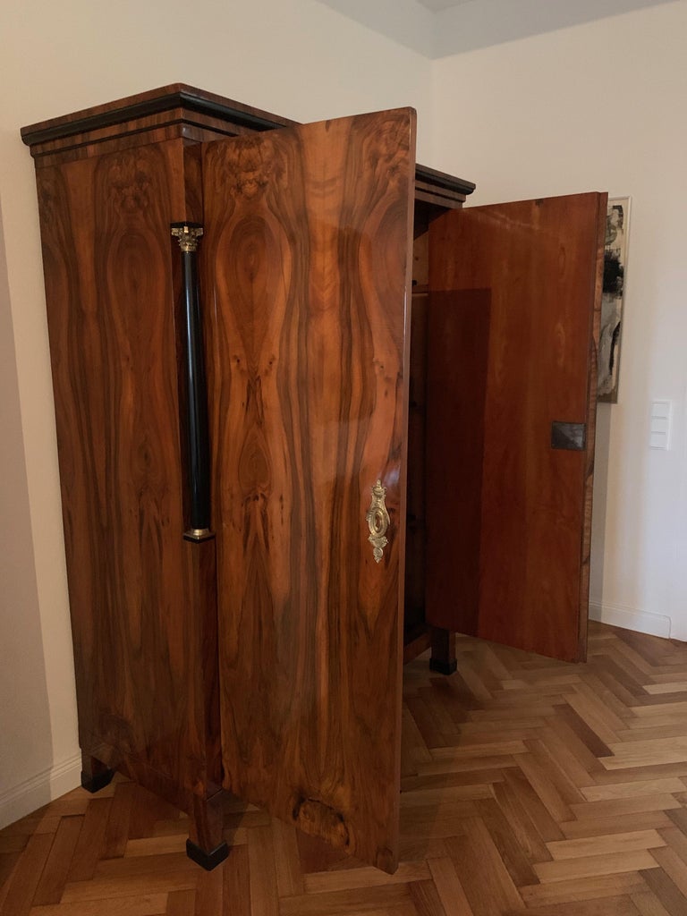 Empire Armoire Walnut Veneer Brass Austria Vienna Circa 1815