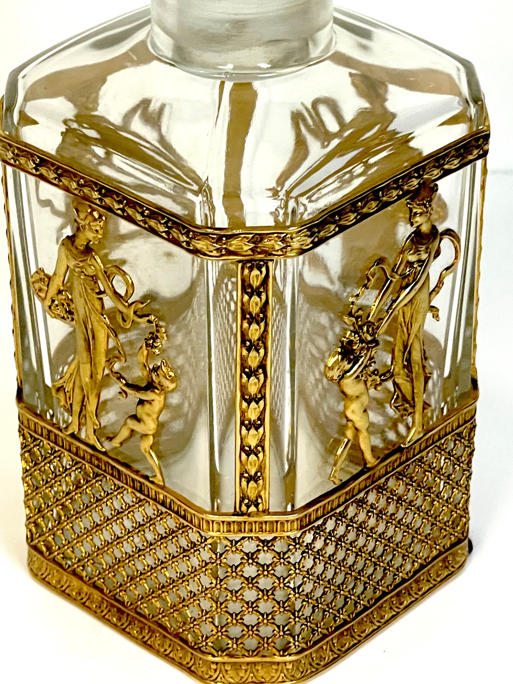 Carafe de style Baccarat de style Empire montée en bronze doré en vente 4
