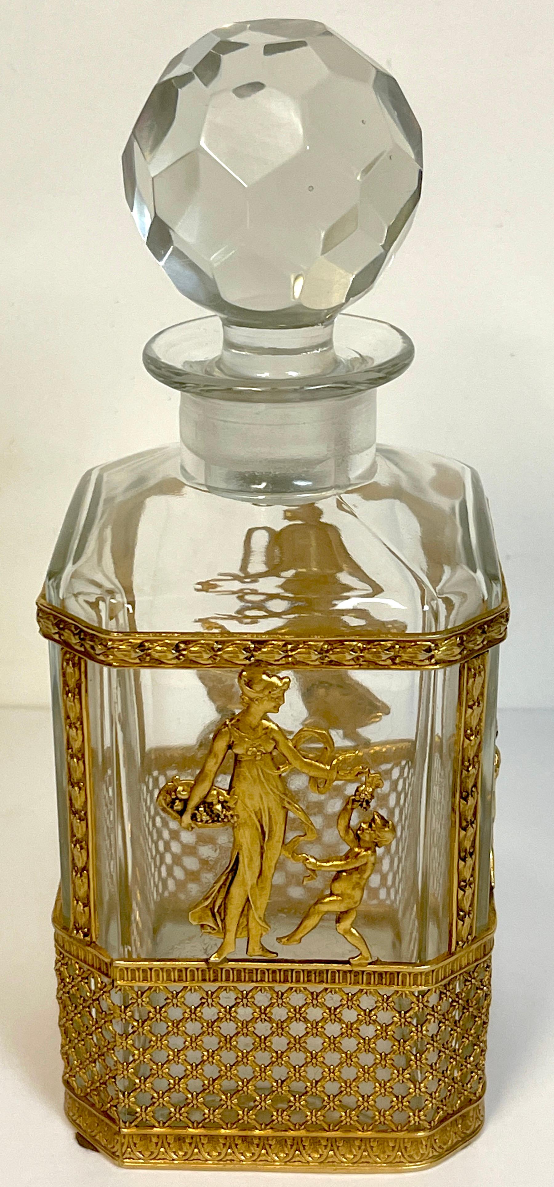 19th Century Empire Baccarat Style Ormolu Mounted Decanter For Sale