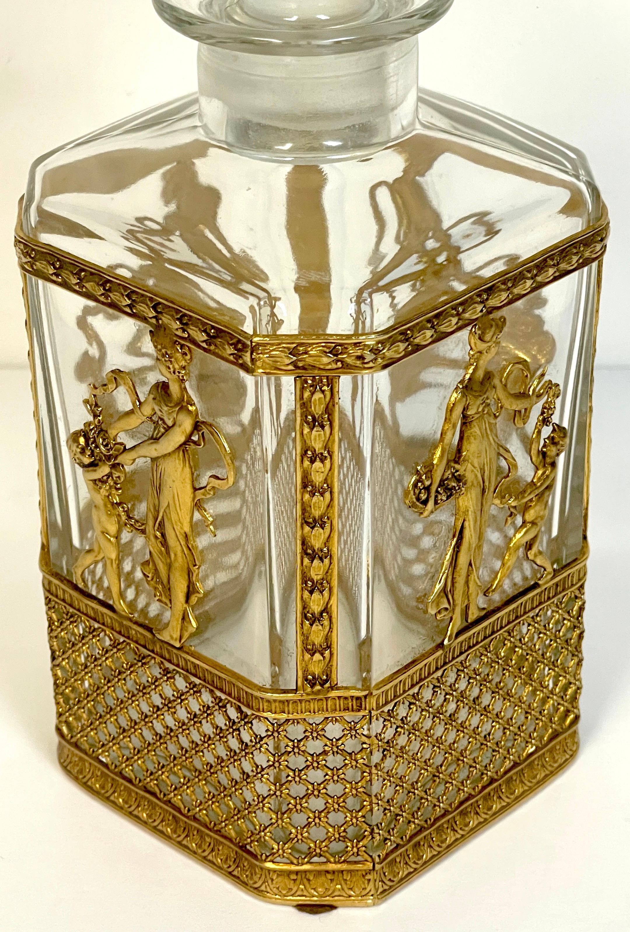 Carafe de style Baccarat de style Empire montée en bronze doré en vente 1