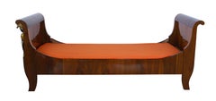 Empire Bed with Caryatides, Walnut Veneer, Austria, circa 1815