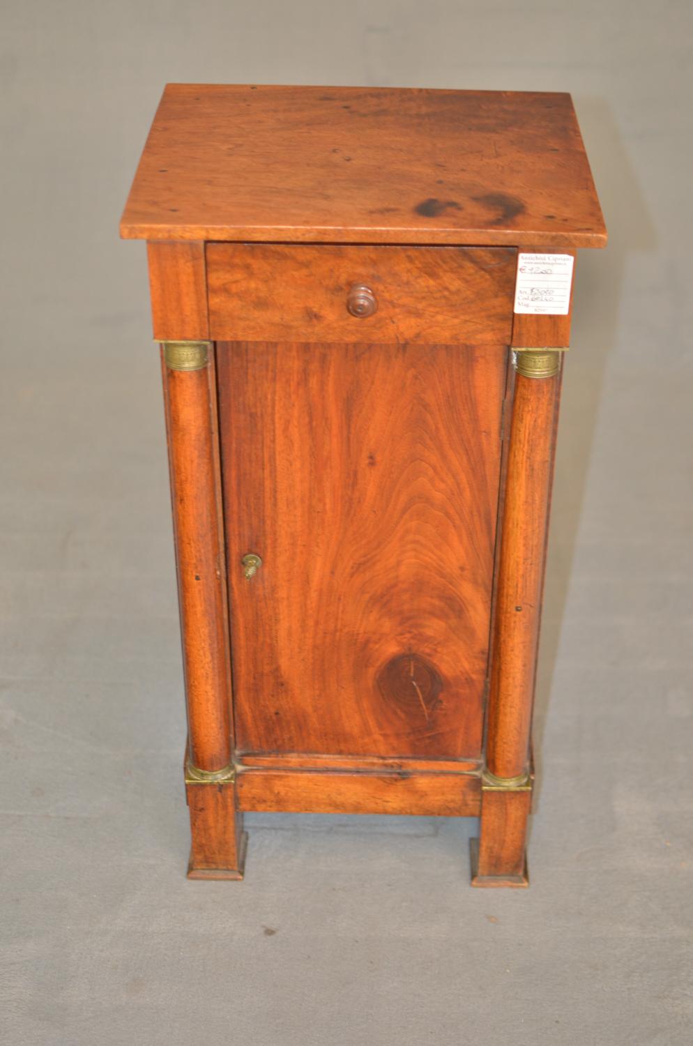 19th Century Empire Bedside Table in Light Walnut of French Origin Dated 1840