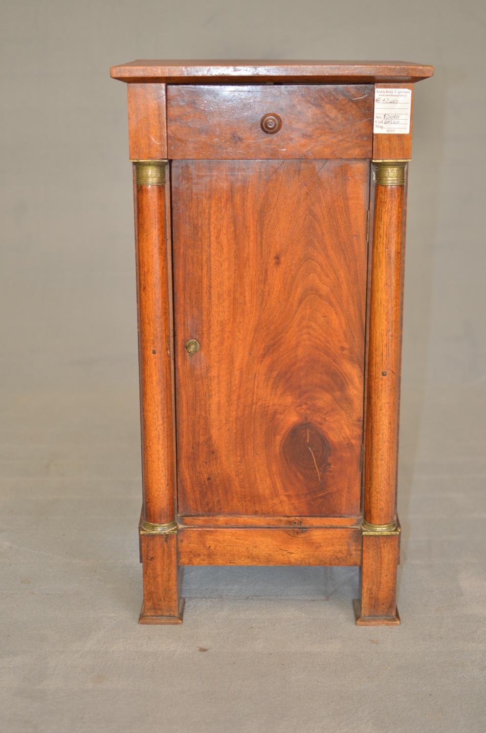 Empire Bedside Table in Light Walnut of French Origin Dated 1840 1