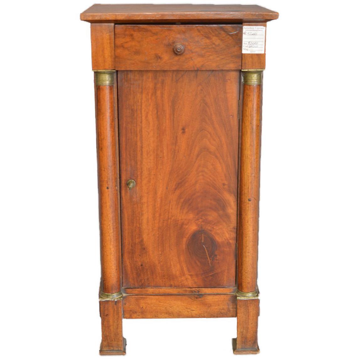 Empire Bedside Table in Light Walnut of French Origin Dated 1840