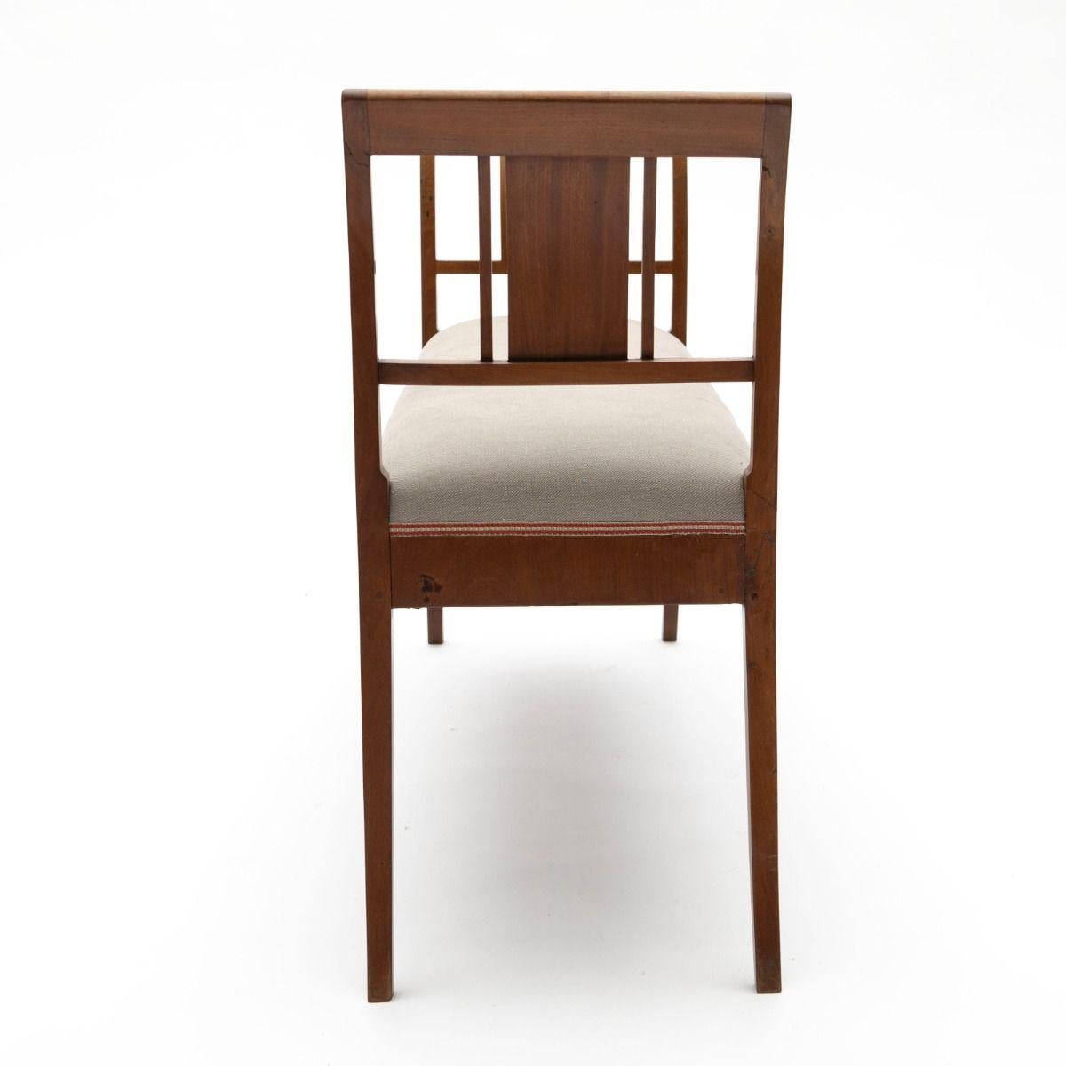 Banc Empire en acajou avec incrustations de noyer et d'érable Bon état - En vente à Kastrup, DK