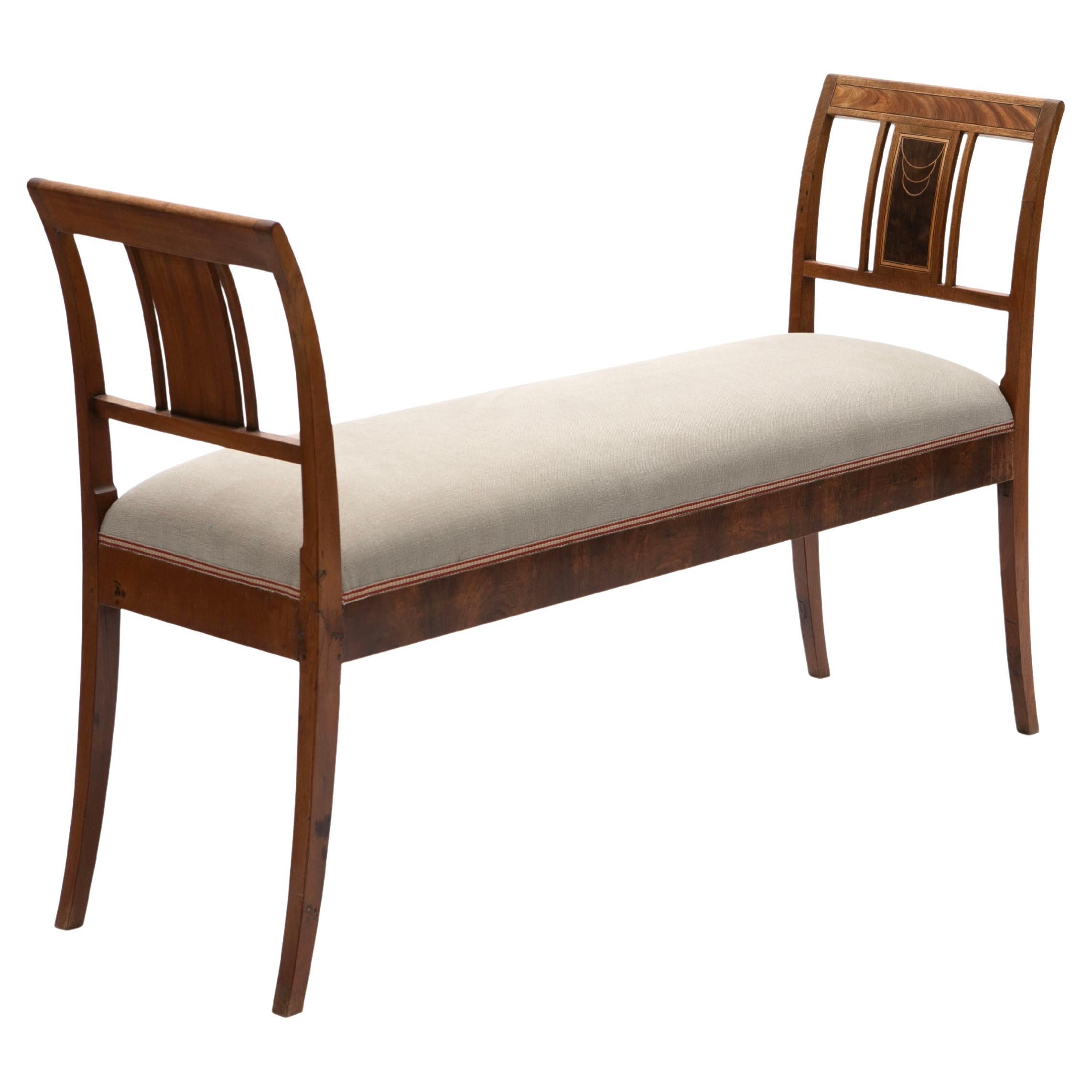 Empire Bench in Mahogany with Walnut and Maple Inlays