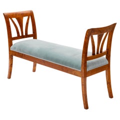 Empire Bench in Solid Birch with Fan-Shaped Back and Splayed Legs