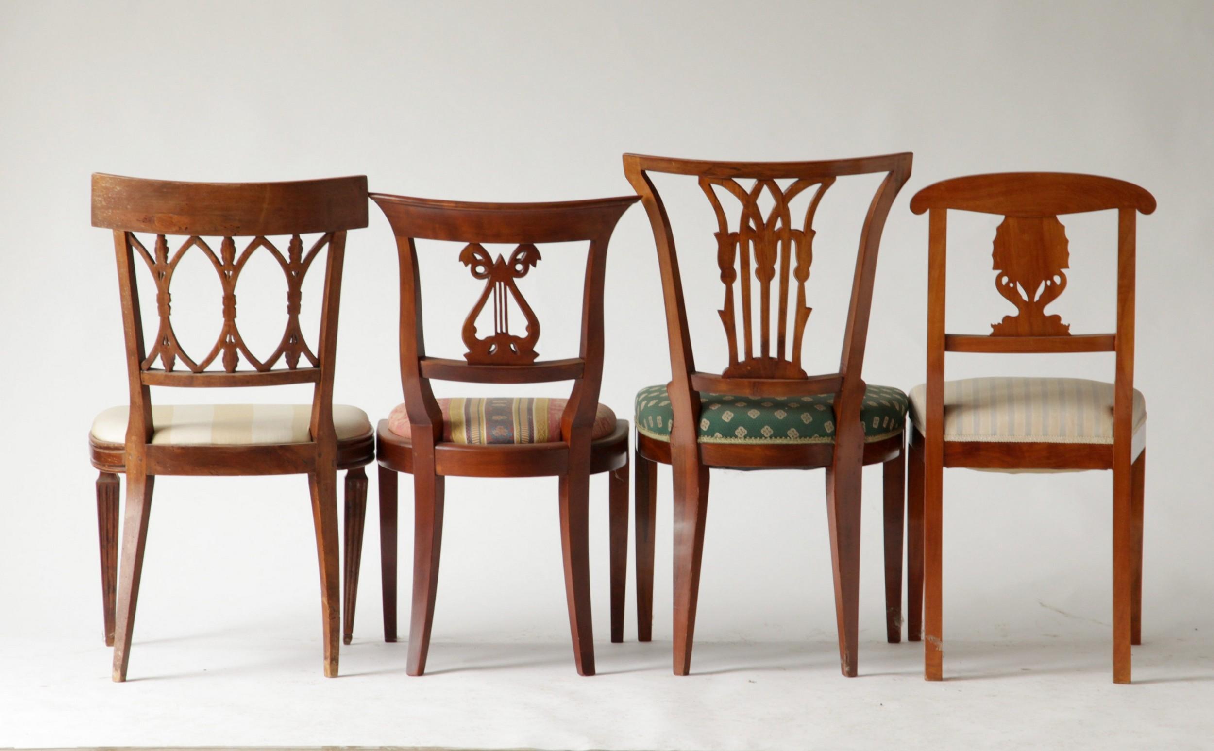 Cherry Empire Biedermeier Unique Eclectic Set, 8 Dining Chairs Each in Different Design
